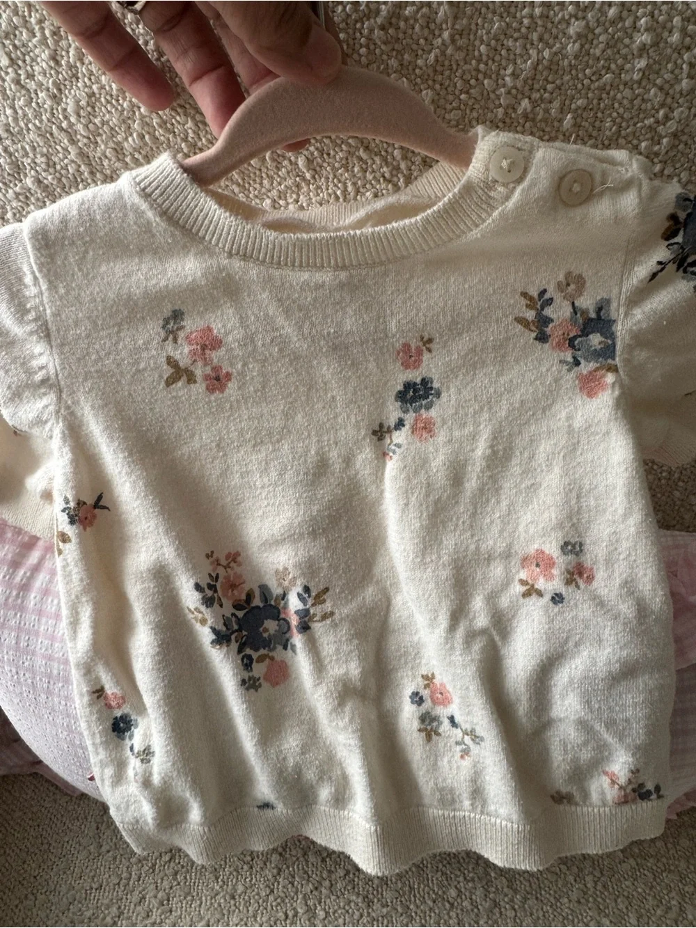 Carter's Cream Floral Knit Top & Bloomers Set